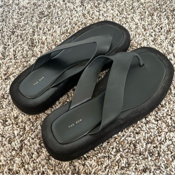 The Row Ginza Leather and Suede Platform Flip Flops - 40 - Picture 6 of 11